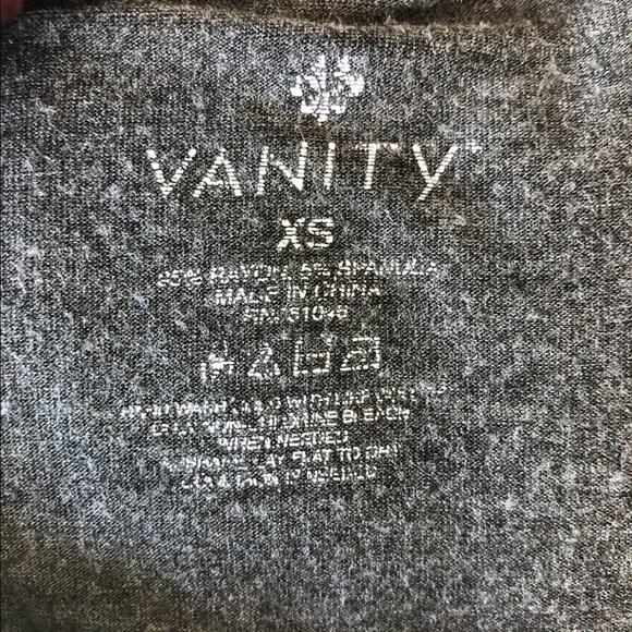 Vanity short sleeve tee strappy open back V-neck purple gray stretchy Size XS - Picture 3 of 3